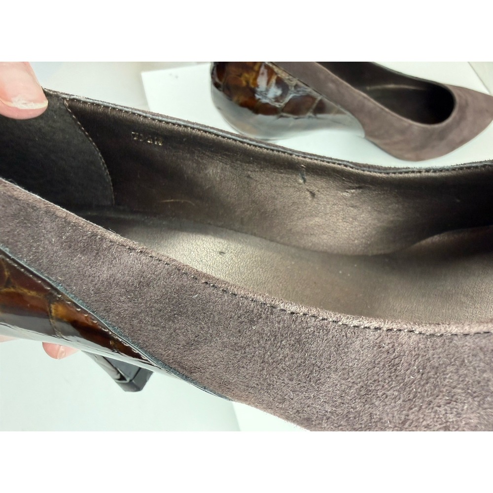 Vaneli Womens 80s Vintage Suede Pointed Toe Croc Kitten Heel Pump Sz 7.5N Brown - Picture 10 of 10